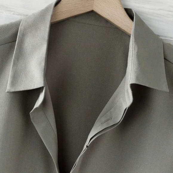 Grey Basic Men's Button Up Shirt - Picture 6 of 6